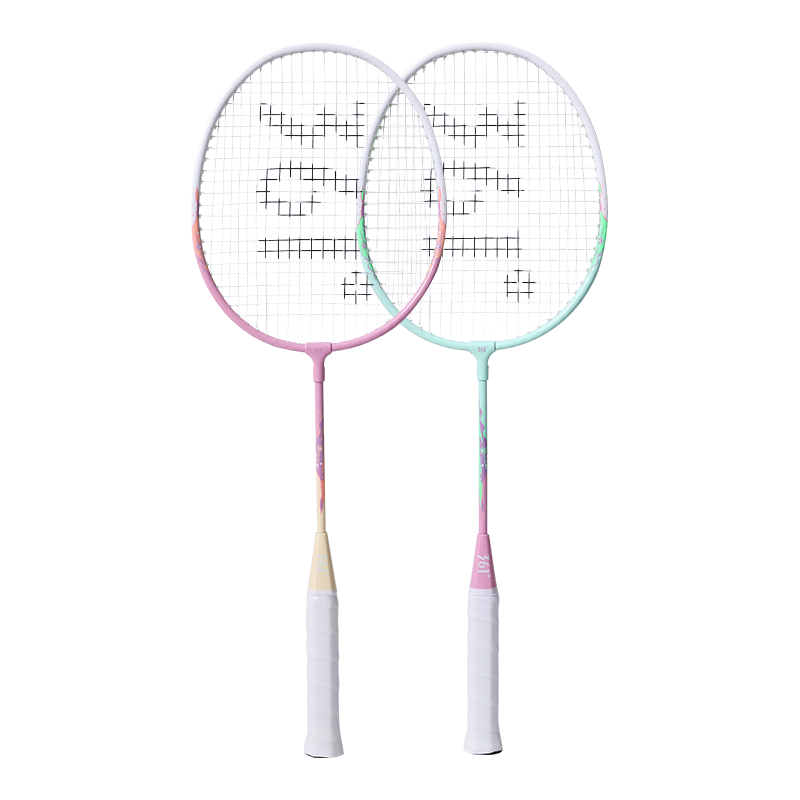 361° Children's Badminton Racket Set Lightweight Alloy Rackets Durable Training Competition 3-12 Years Pink+Green