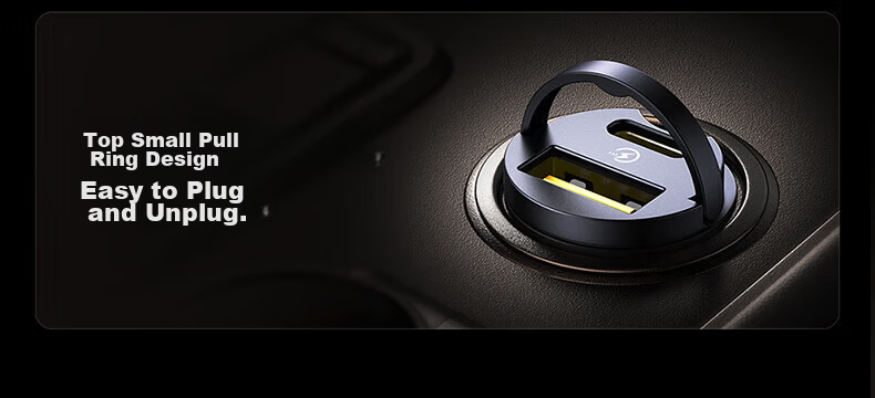 BASEUS Car Charger Cigarette Lighter Hidden Super Fast Charging Head Dual Port Compatible with Apple 16/17 Huawei Xiaomi C+U 14