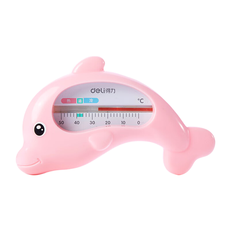Deli Children's Water Thermometer, Baby Bath Temperature Gauge, Precise Temperature Measurement with Cute Dolphin Design, Pink 8890