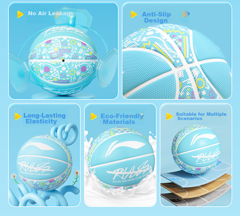 Li-Ning Basketball for Children, Size 5, for Elementary School Students, Young People, Indoor And Outdoor Training, Durable, Size 5, Gift Basketball 6