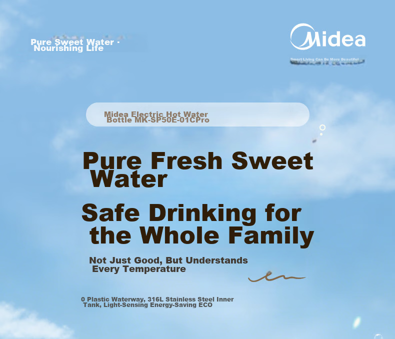 Midea Electric Hot Water Bottle Kettle Baby-Grade 316L Stainless Steel Inner Tank 5L Large Capacity Smart 48H Insulation Constant Temperature Integrated Detachable Automatic Purified Water Dispenser T 2