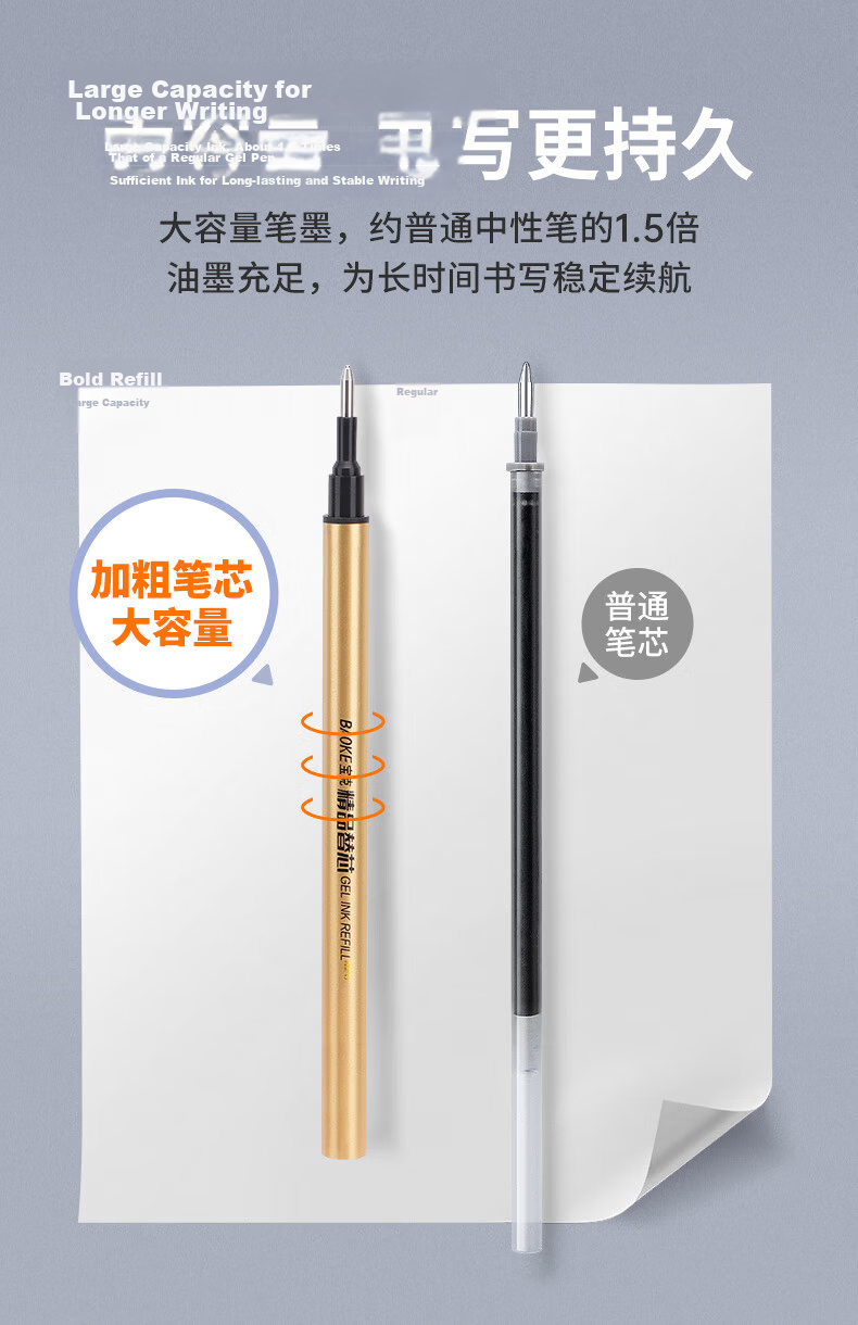 BAOKE PC3568 0.7mm High Capacity Black Gel Ink Pen Office Signature Pen 6pcs/Box 5