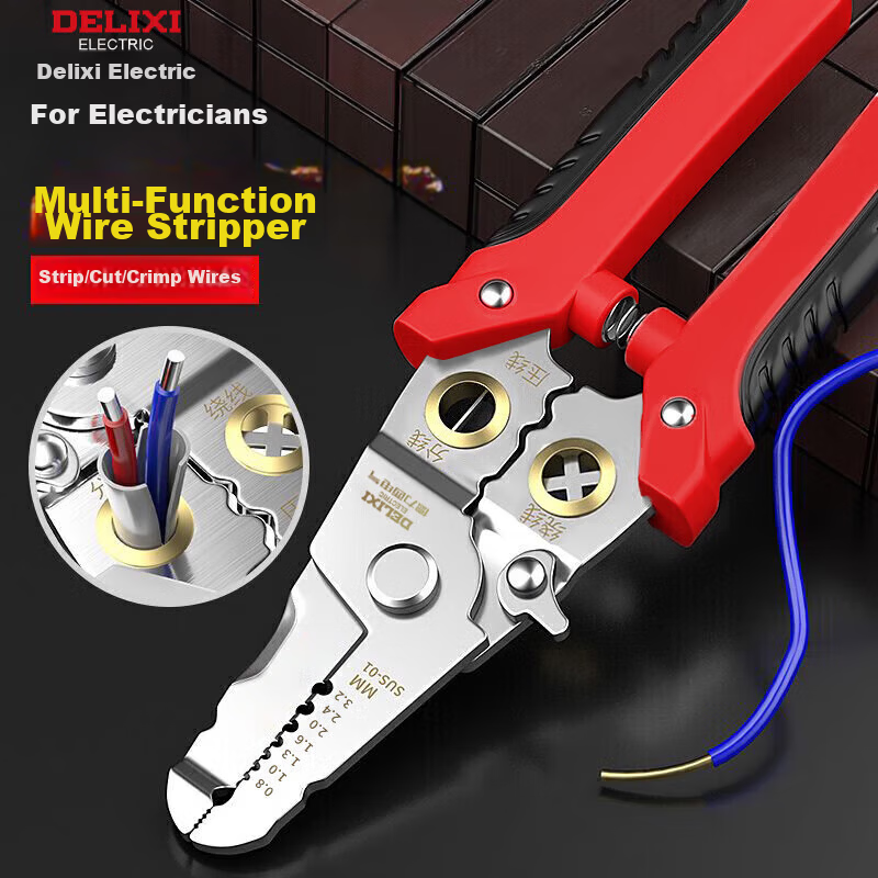 DELIXI ELECTRIC 28-in-1 Multifunctional Wire Stripper Pliers Electrician Cable Cutter with Wire Crimper and Voltage Tester