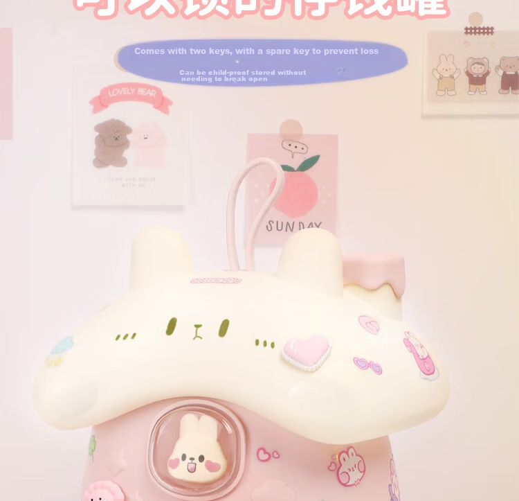 MKBIBI Children's Piggy Bank Girl Birthday Gift Large Capacity Bunny Coin Bank Ages 7-14 2
