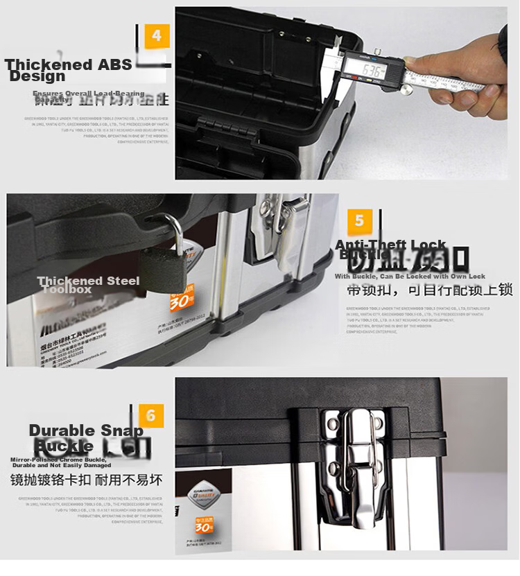 GREENER Flagship 20-inch Stainless Steel Toolbox Electrician Metal Portable Large Capacity Full Set Multifunctional Double Layer 12