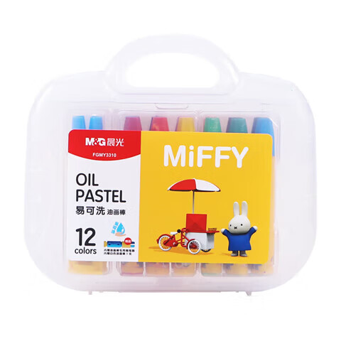 M&G Oil Pastels 12 Colors Non-Staining Large Capacity Washable Oil Pastels for Art Painting FGMY3310-1 Box