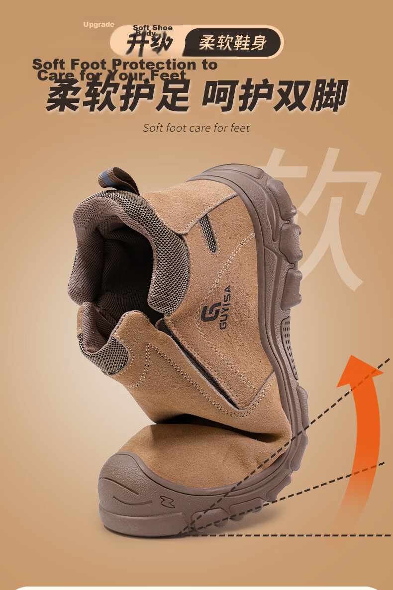 GUYISA Men's Breathable Welding Labor Protective Shoes Steel Toe Anti-Smash Anti-Puncture Heat-Resistant Lightweight Safety Work Shoes 3005 Size 46 9
