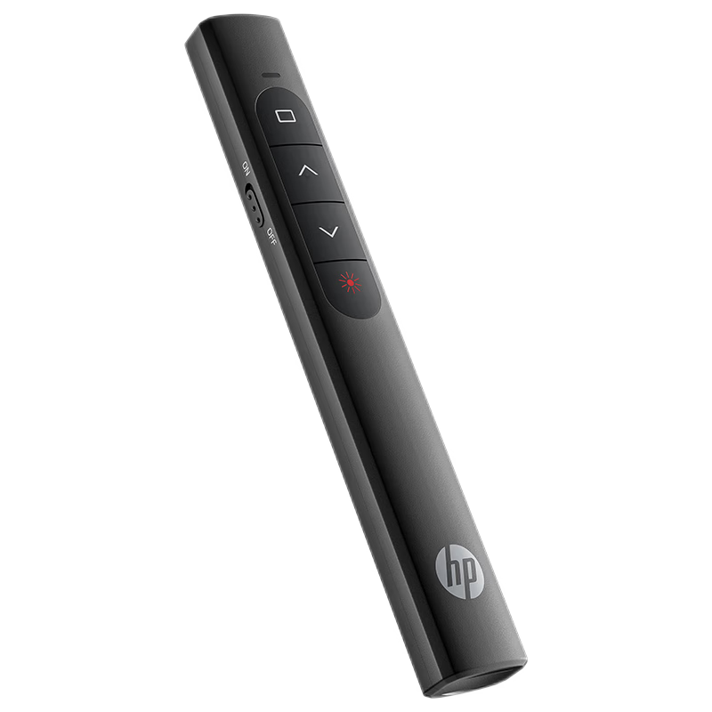 HP Wireless Presenter PPT Laser Pointer Remote Control Clicker for Teachers Electronic Teaching Pointer Office Meeting Presentation Adjustable LED Screen Compatible Black Battery Version