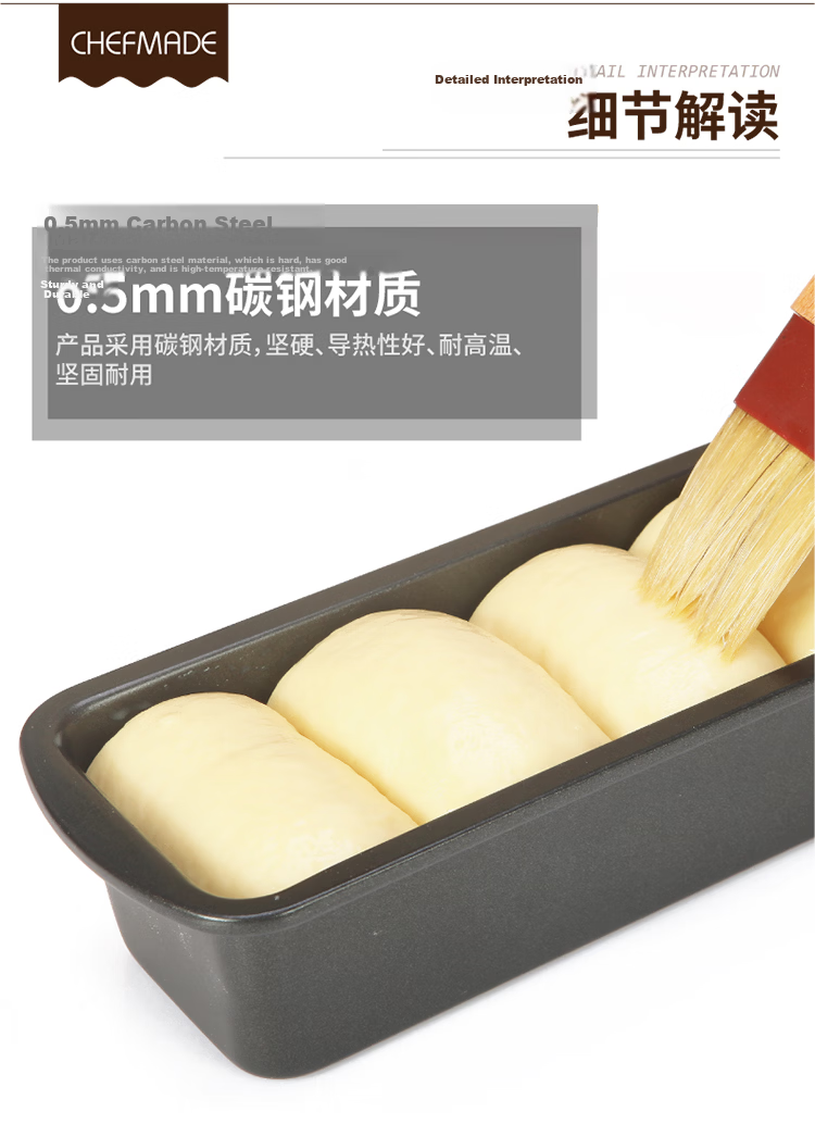 Chefmade Black Non-Stick Long Loaf Bread Cake Toast Baking Mold Oven Home Use WK9098 3