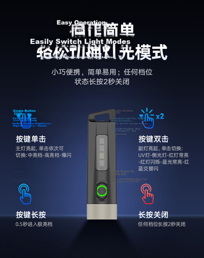 PHILIPS Flashlight High Brightness Keychain Warning Light Portable Outdoor Mini Emergency Lamp SFL1121 8