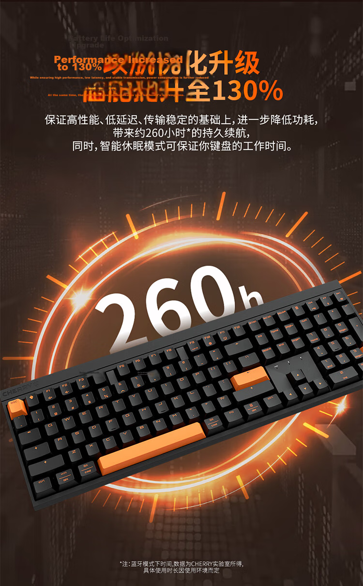 CHERRY MX2.0 PRO Mechanical Keyboard 108-Key Wireless Bluetooth Tri-Mode Gaming Keyboard for PC Office Valorant Delta Sky Blue Switch 7