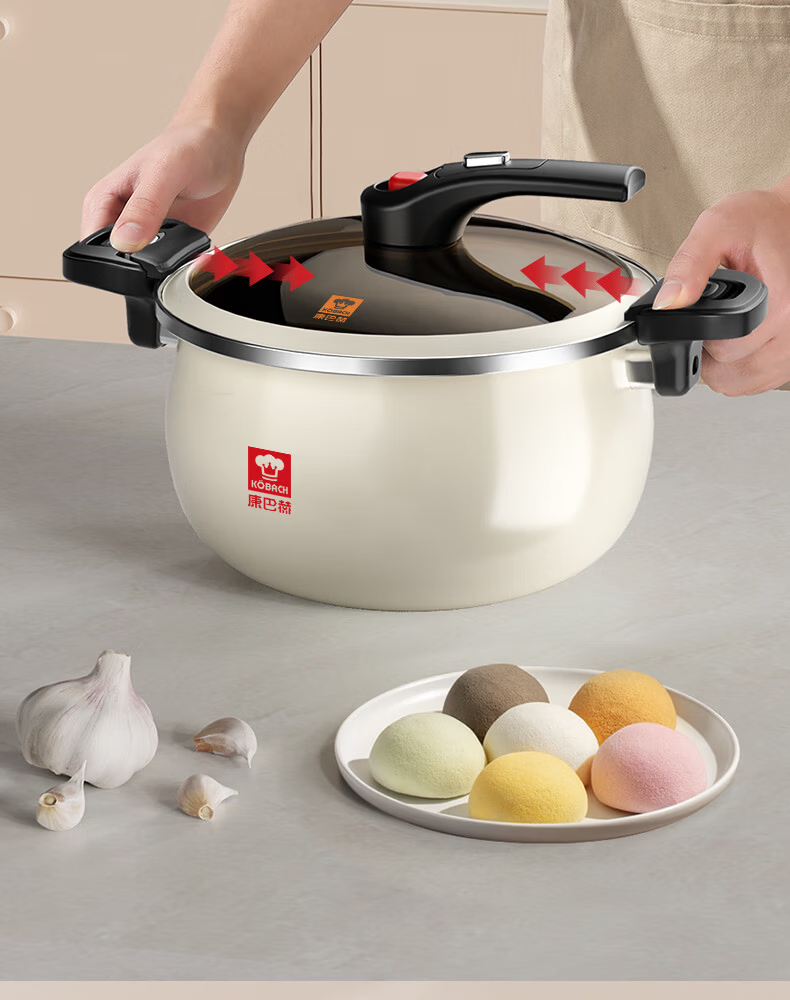 KOBACH Enamel Soup Pot Micro Pressure Enameled Cast Iron Non-Stick Stew Pot Compatible with Induction Cooker and Gas Stove 8