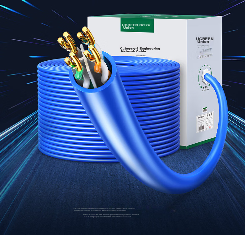 UGREEN CAT6A Double-Shielded Network Cable [0.58±0.008mm Pure Copper Core] 10 Gigabit Ethernet Cable Anti-Interference Network POE Monitoring Engineering Home Wiring Box Cable 50 Meters 11