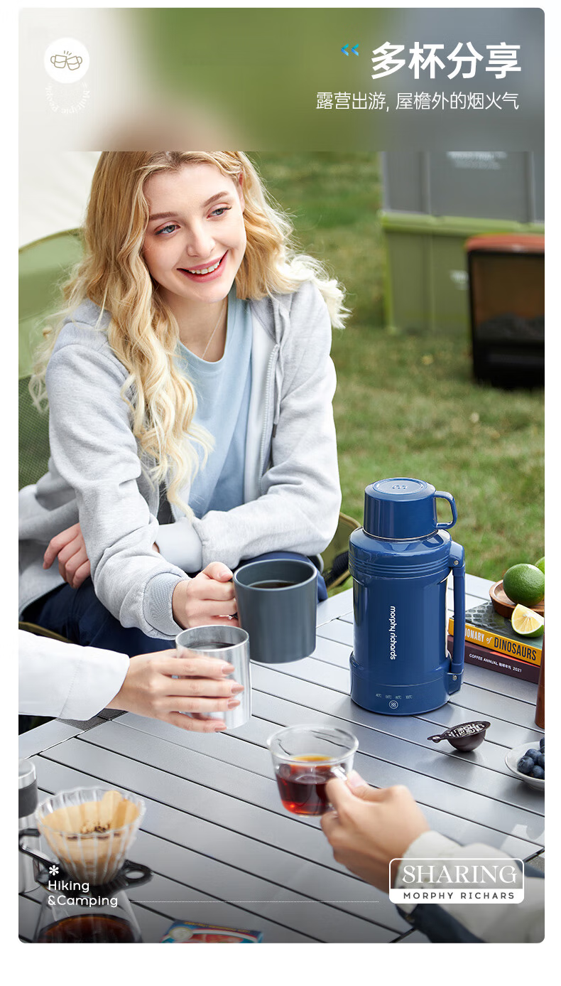 Morphyrichards Portable Electric Kettle 1L Large Capacity Double-Layer Stainless Steel Fully Automatic Travel Home Use MR6061 White 7
