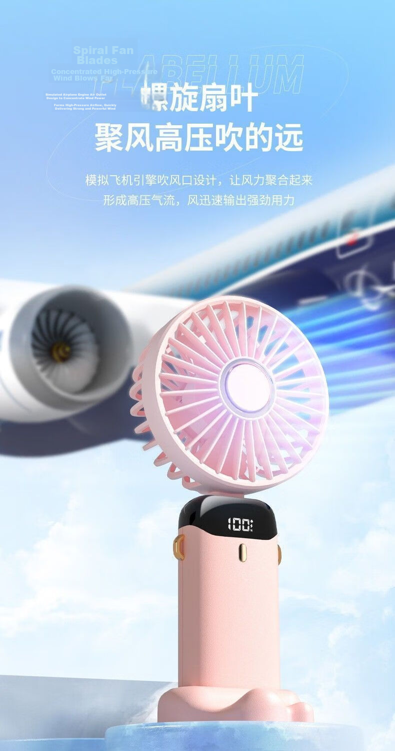 Capeden Handheld Mini Fan Multifunctional Digital Display Long Battery Life Portable USB Rechargeable Fan for Office Dorm Desktop Outdoor F01i/N15 White 9