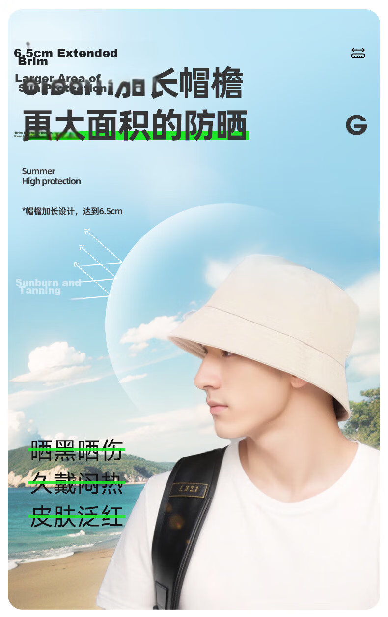 GLO-STORY Unisex Sunshade Hat Large Brim UV Protection Fisherman Hat Sunscreen Cap for Men and Women 4