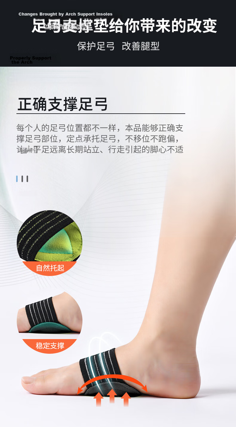 FOOTOPPO FootOppo Arch Support Insoles Flat Foot Cushioned Sports Thickened Footpads 7