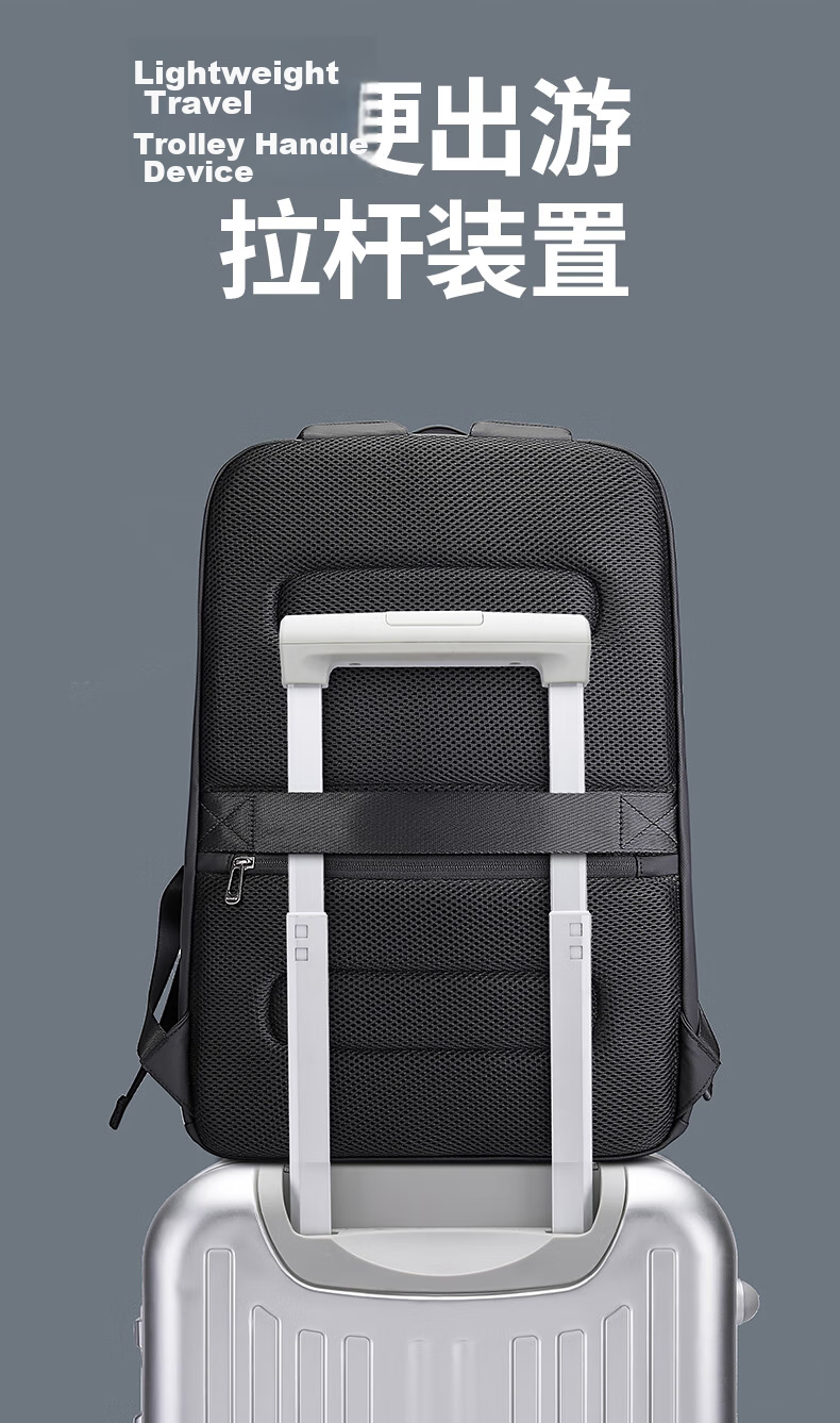 Bange Men's Large Capacity Backpack Business Travel Bag College Student 17.3-inch Laptop Backpack Double Shoulder Bag Black Gift 9
