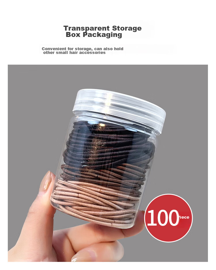 UPLUS 100-Pack High Elastic Thin Hair Ties Hair Bands Hair Elastics Milk Coffee Color Teacher's Day Gift 5
