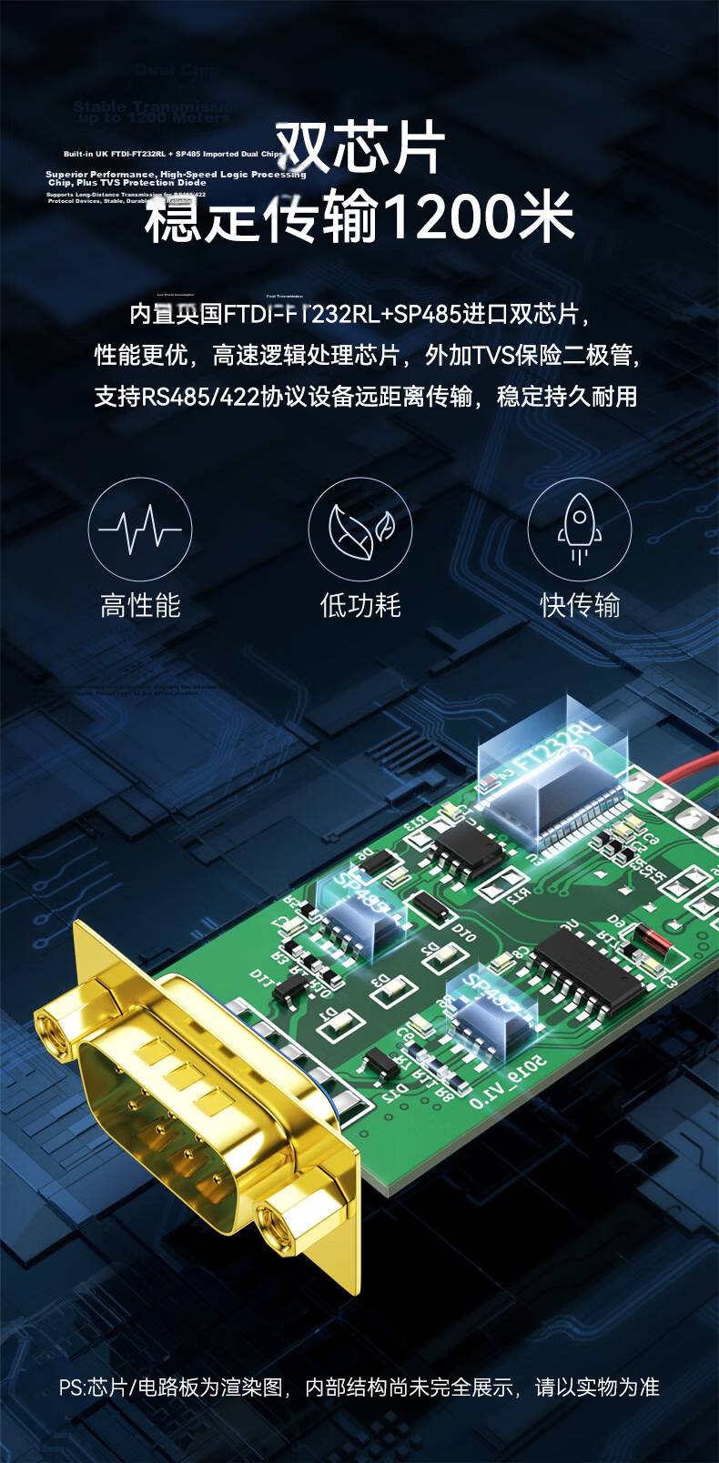DT-5019 USB to RS485/RS422 Converter Cable 1.2m Serial COM Port Communication Adapter Module 4