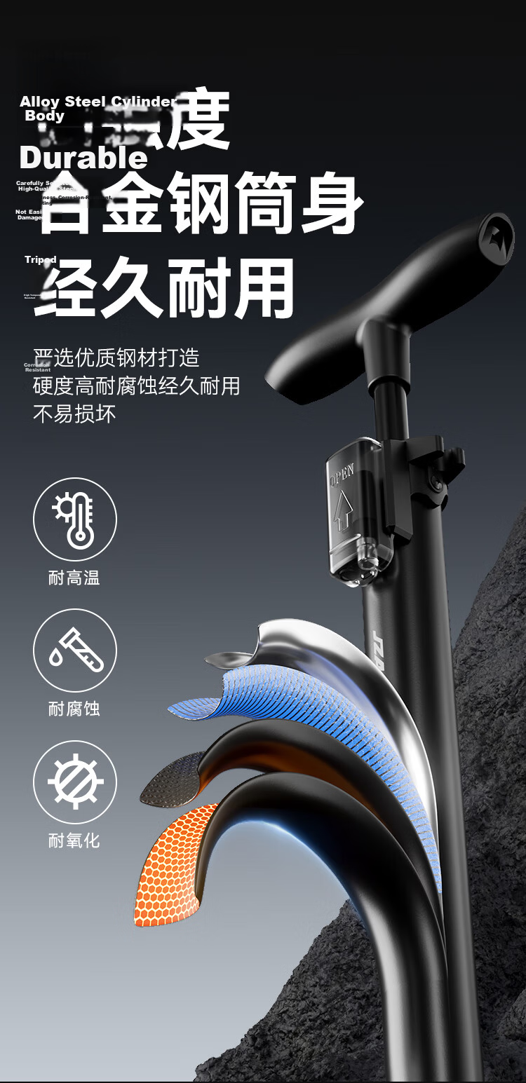 JD Jingzao 120PSI High-Pressure Air Pump for Bicycle Motorcycle Electric Vehicle Football Basketball Inflator Black 7
