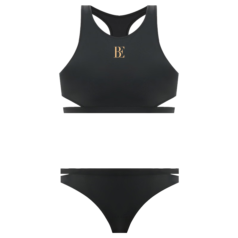 BALNEAIRE Fashion Series Two-Piece Beach Swimsuit Triangle Top Black Small Bust Sexy Push-Up Vacation Hot Spring 83795 L