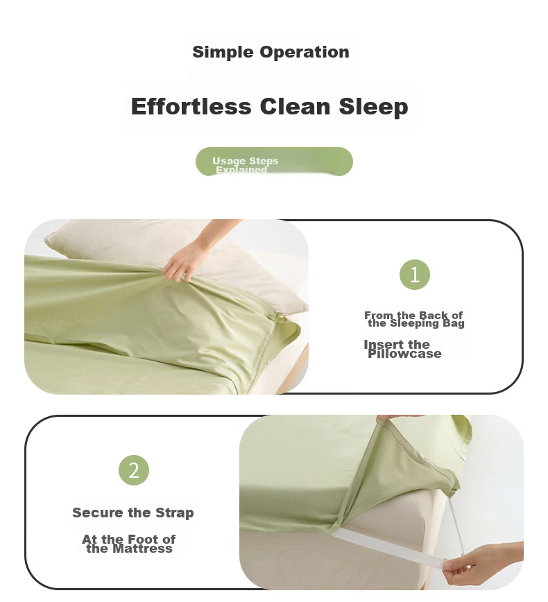 Grace Class A 7A Antibacterial Travel Sleeping Bag Integrated Sheet Portable Hotel Hygiene Sleeping Bag Sky Blue 1.8x2.1m 15