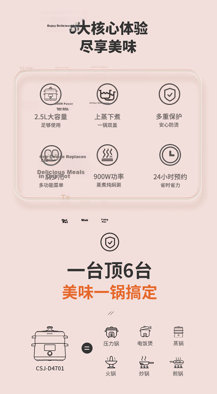 Liven Electric Pressure Cooker for Home Use, High-Pressure Rice Cooker with Lid, Hot Pot, Smart Reservation, 304 Stainless Steel, Non-Coated Double Inner Pot, 1-2 People Capacity, 1.8L Volume, YLG-D1850 2