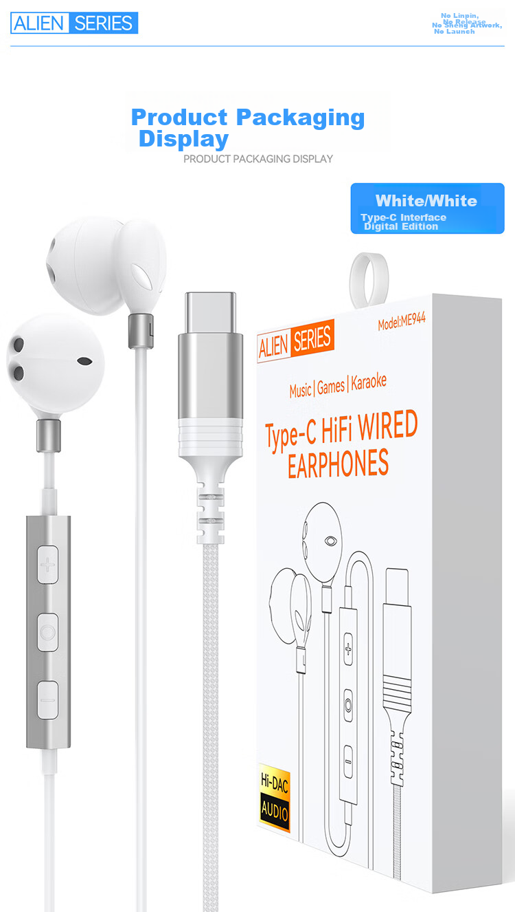 DOOSEYUON [2025 Alien Edition] Apple Wired Earphones Type-C Compatible with IPhone 17 Plus, 16, 15 Pro Max, IPad Pro, Huawei Nova 13 17