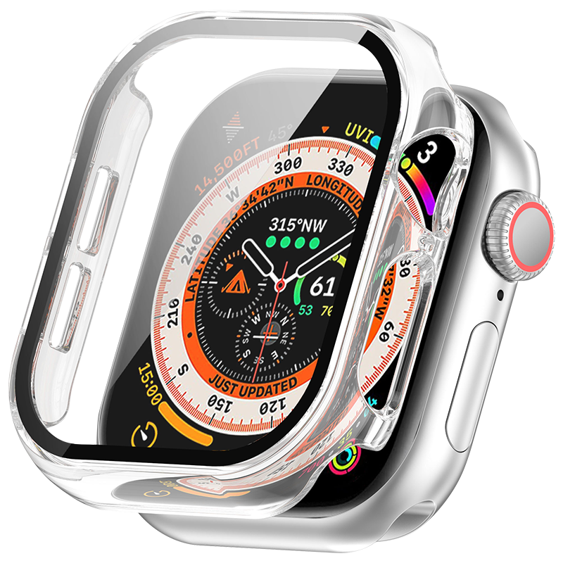 KMaxAI Apple Watch S11 Protective Case with Tempered Glass Screen Protector, All-in-One Case and Film for Apple Watch S10, iWatch S11 42mm Small Dial Transparent