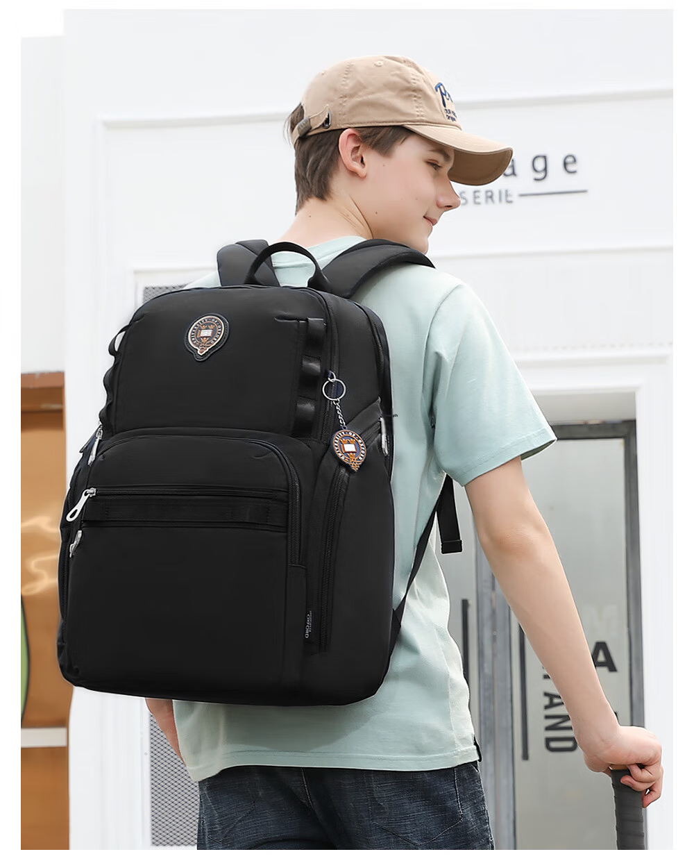 UNIVERSITY OF OXFORD Oxford University Backpack for Middle School Boys, High School Student Casual Double Shoulder Bag X556 (Dark Blue A) 29