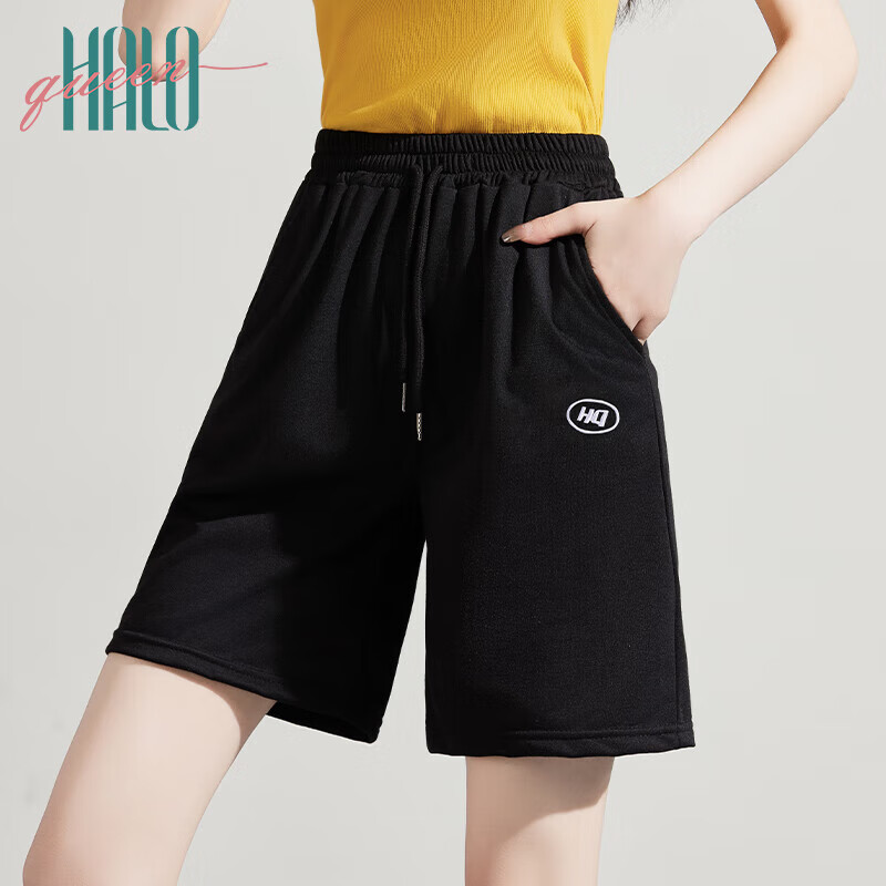 Halo Queen Women's Sports Shorts for Travel, Spring And Summer Casual Student High-Waist Mid-Length Pants, Loose-Fitting Running Shorts HW1KX61