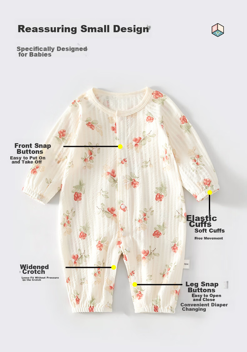 Baby Face Newborn Romper Crawling Suit Spring Summer A-Class Pure Cotton Full Moon Baby Pajamas Size 66 5
