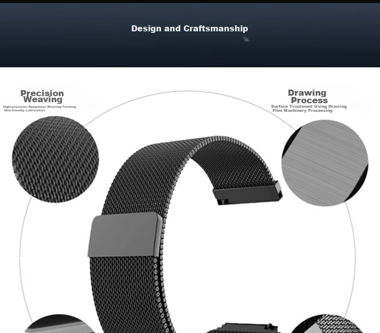 ESCASE Milanese Loop Magnetic Replacement Strap for Xiaomi Watch S4/S3/S2/S1/S1Pro 46/47mm Black Sport Band 6