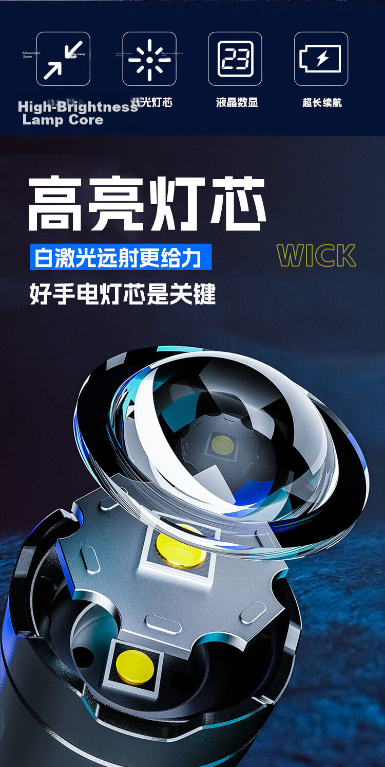 Xiaoyeren Super Bright Flashlight Ultra-Long Battery Life Outdoor Mountaineering Hiking Military Patrol Portable Rechargeable Home Use 2