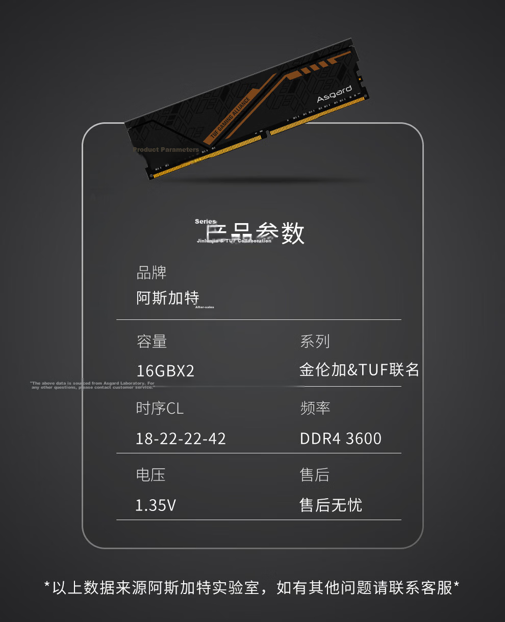 Asgard 32GB (16GB X 2) DDR4 3200 Desktop Memory Module, Jinlun Jia & TUF Co-Branded Edition, Heat Spreader, Selected Chips, CL18, Black Orange Armor AI Computer Accessory 10