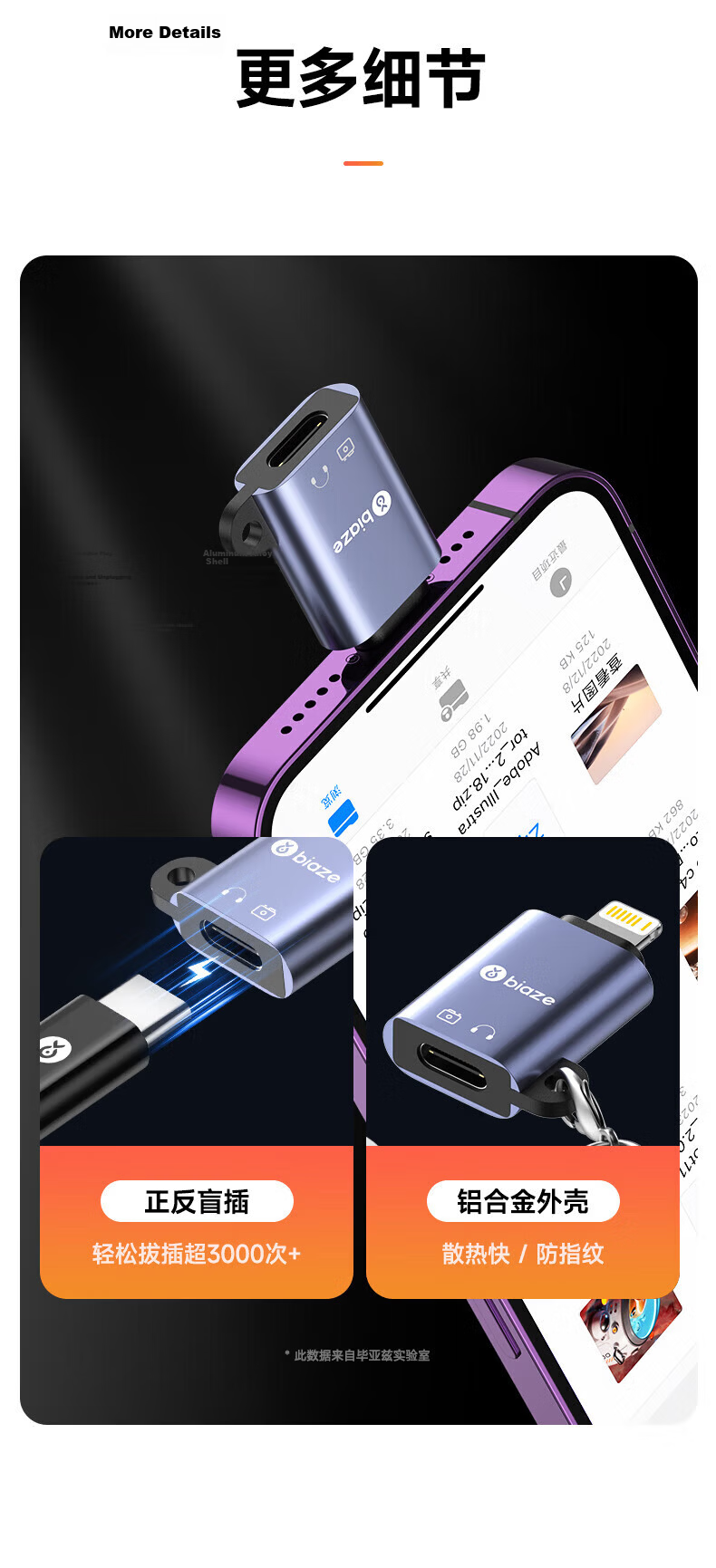 BIAZE Type-C to Lightning Adapter OTG Charging Data Cable Converter for Android to Apple iPhone 14/13 Pro Max/12/11/XR/8 9