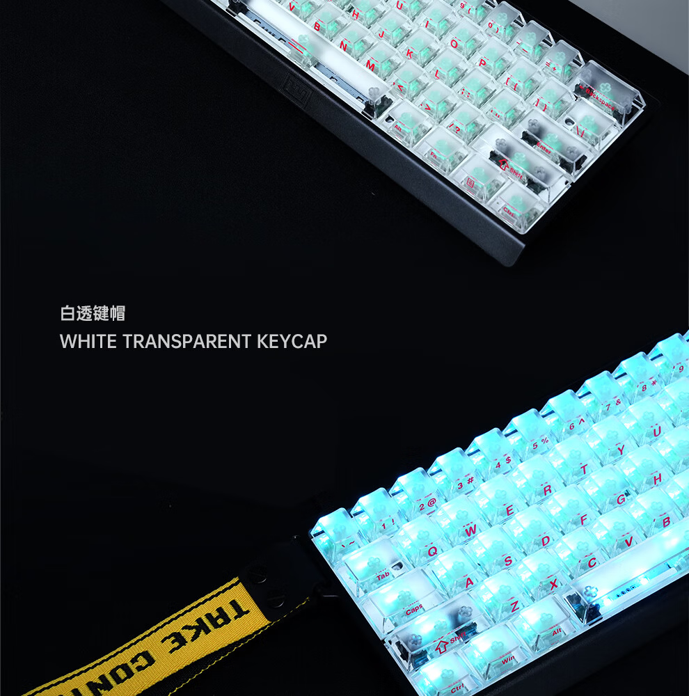 Zhenhuo Gaming Foggy Transparent Keycaps Transparent Wooting Little Bee Made68/75 Mechanical Magnetic Axis Keyboard Custom Side-Engraved 94 Keys - Purple 14