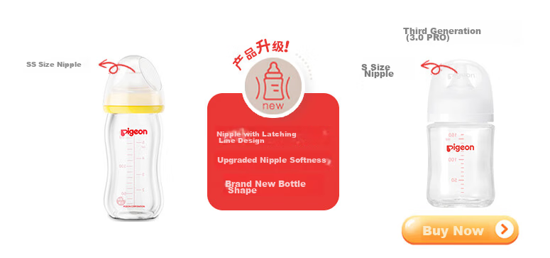 Pigeon [First Baby Bottle] Glass Wide-Neck Bottle, 80ml, SS Size Nipple, 0 Months+ 1