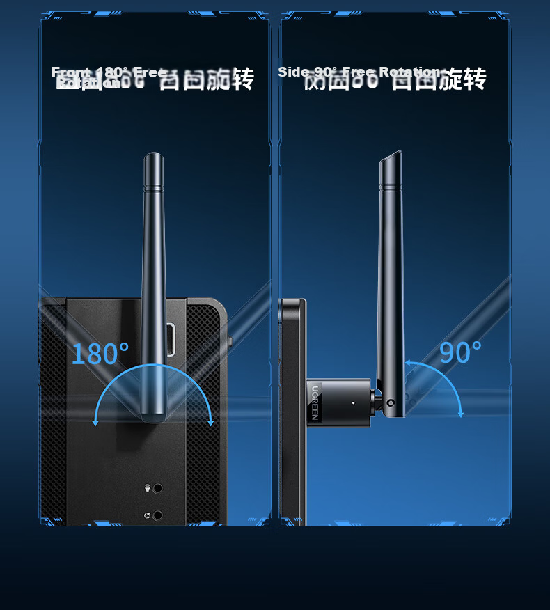 UGREEN USB Wireless Network Adapter WiFi6 AX300 Desktop and Laptop WiFi Receiver External Antenna Plug and Play 11