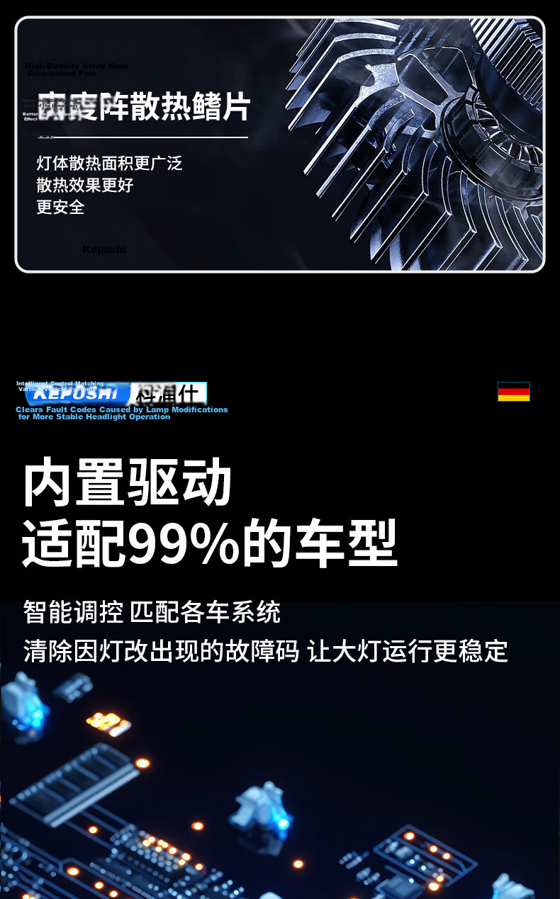 KEPUSHI Suitable for 9005 LED Car Headlights, Integrated High And Low Beam Laser LED Bulb, Ultra-Bright High And Low Beam Bulb 14