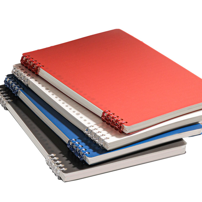 Deli B5 Comfortable Loose-Leaf Notebook, Spiral-Bound Notebook, Deep Red Horizontal Lines, Openable, for Middle And High School Homework, HB550