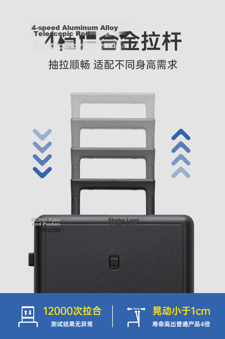 LEVEL8 Suitcase Password Luggage Trolley Case for Men And Women, Large Capacity Spinner Wheels for Students And Travelers, PC Case, 24-Inch Black 9