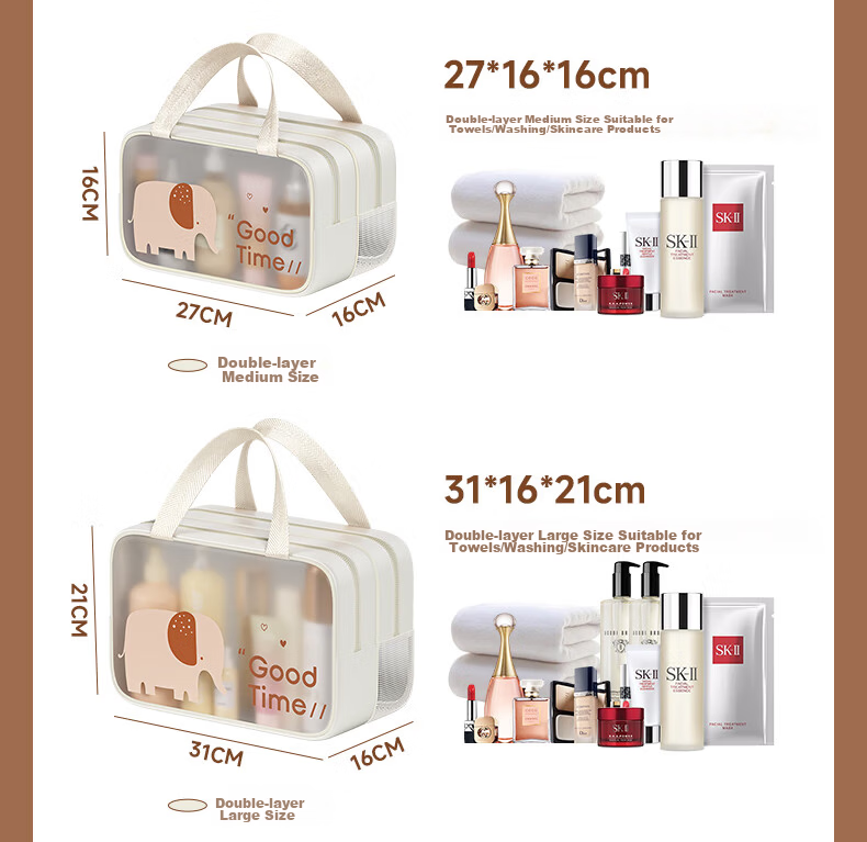 BaiCaoYuan Large Capacity Toiletry Storage Bag, Portable Waterproof Makeup Bag for Travel, Single-Layer Medium Size 16