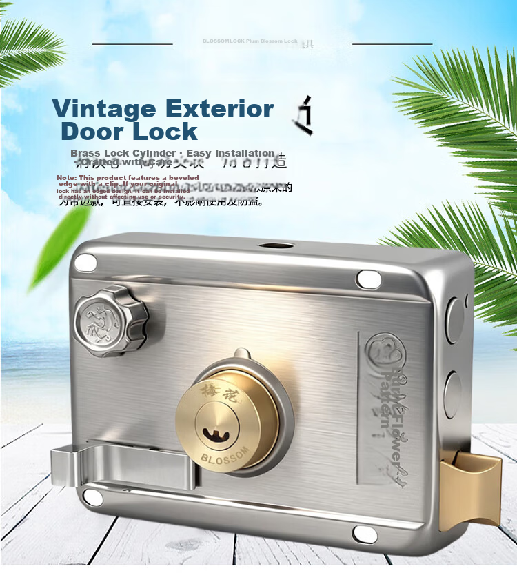 BLOSSOM Indoor Outdoor Door Lock External Security Door Lock Copper Cylinder 9698 Right Opening 2.0mm Thickness 1
