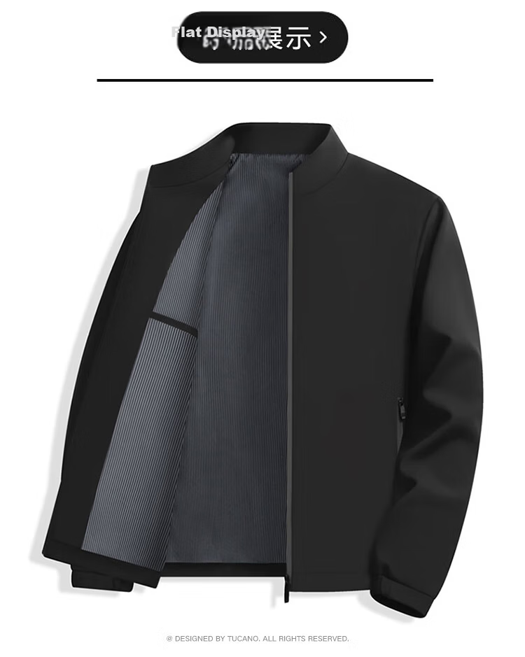 TUCANO Men's Business Stand Collar Wrinkle-Resistant, Non-Iron, Windproof Versatile Comfortable Jacket Dark Blue L 13