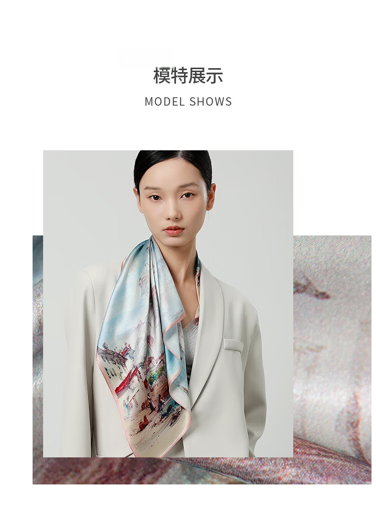 Sijie [Super Value] Silk Scarf, 100% Mulberry Silk Printed Scarf, Neck Tie, High-End Commuter Scarf, Gift 5