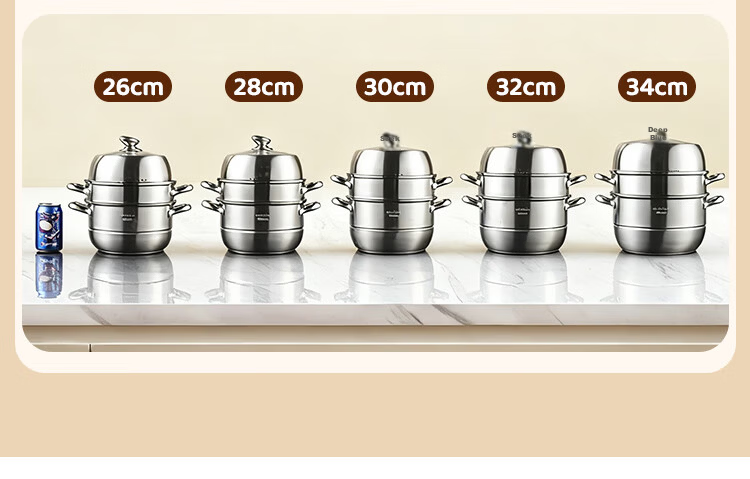 MAXCOOK Steamer Pot, 304 Stainless Steel 32cm Three-Layer Steamer, Thickened Base Soup Pot, Suitable for Gas And Induction Cookers MCZ866 15