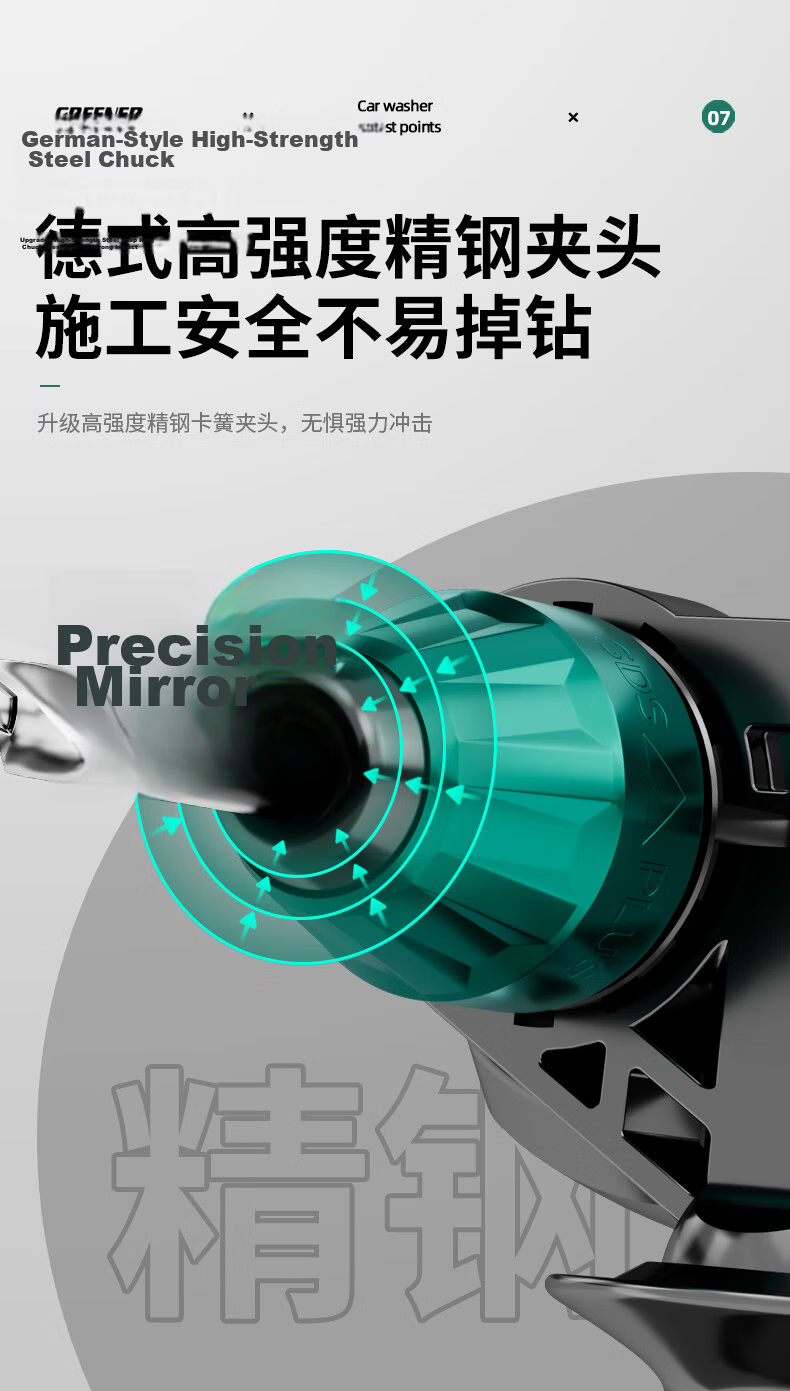 GREENER Lightweight Electric Hammer Impact Drill, 800W Electric Pick Three-In Drill, Small High-Power Household Wall Drilling And Concrete Drilling 9