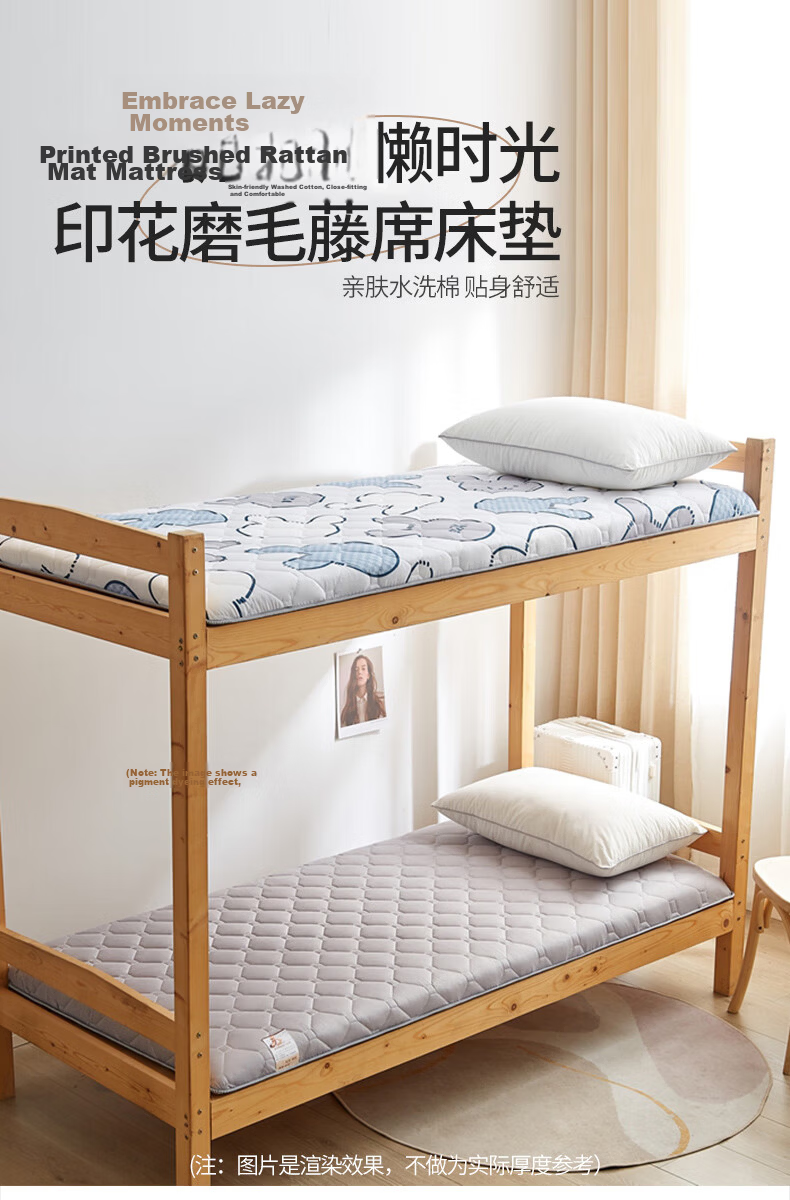 AVIVI Mattress, Dormitory Skin-Friendly, Single Bed Mattress, Thin Mattress, Tatami Mat, Bedding, Simple Gray, 90*200cm 1